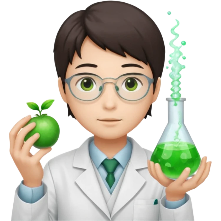 scientist japanese with green epruvete emoji