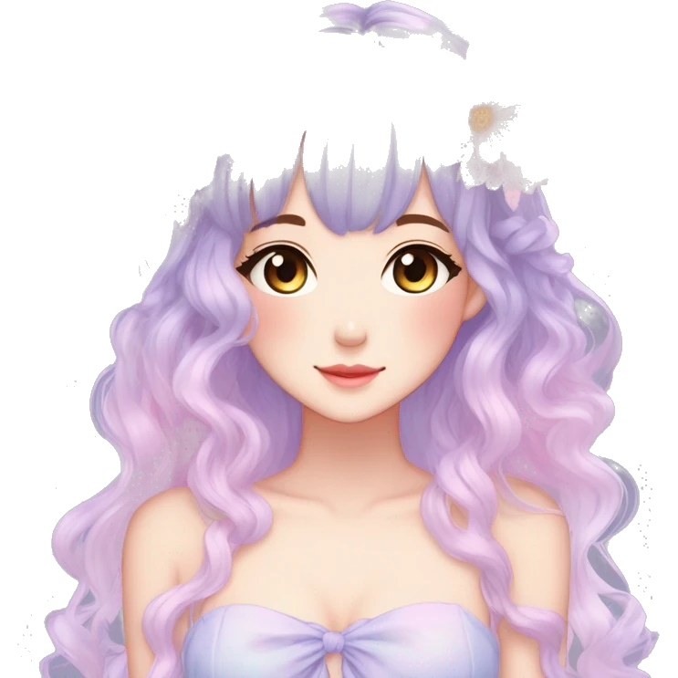 gorgeous pretty attractive anime lady beautiful pastel-gradient hair with a gorgeous dress fairycore cottagecore pastelcore detailed high quality trending VOGUE aesthetic full body emoji