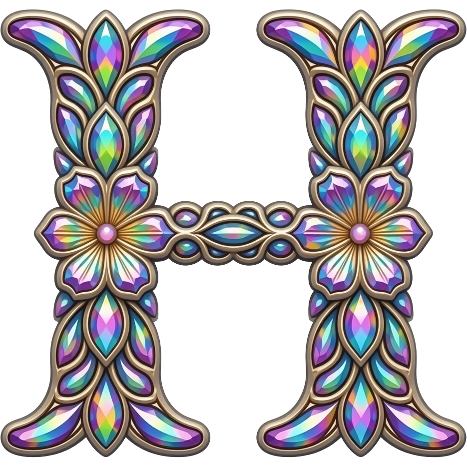 beautiful gemstone shiny floral alphabet emoji