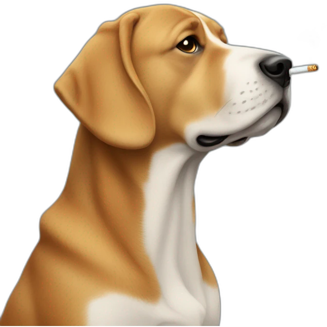 Un chien qui fume une cigarette emoji