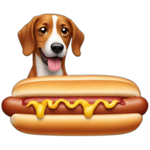 A hot dog eating a dog emoji