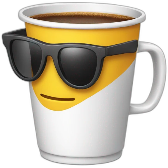Cup with sunglasses without smile emoji