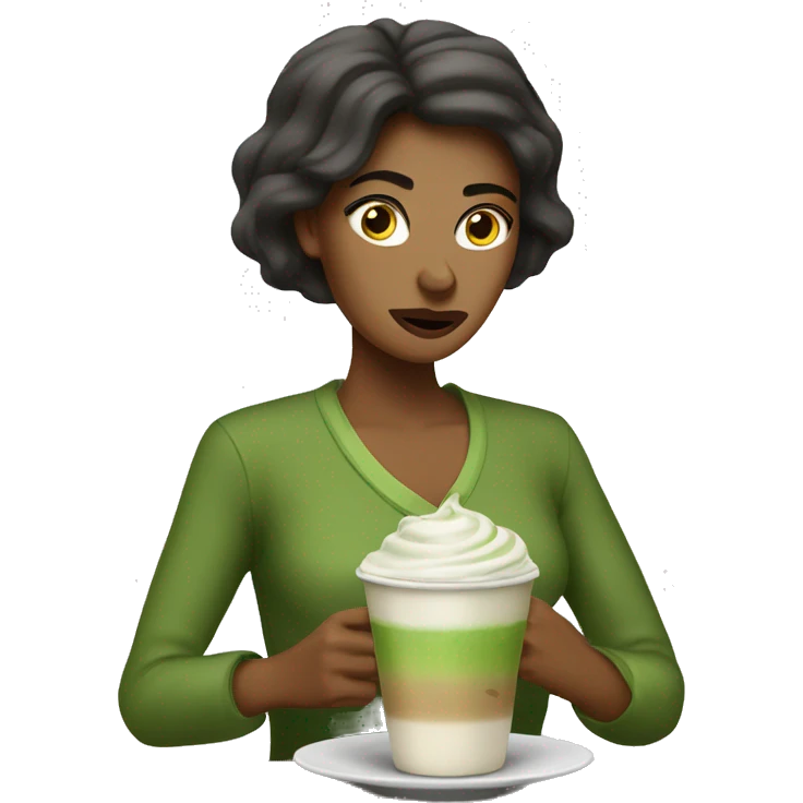 Lady disgusted matcha latte emoji