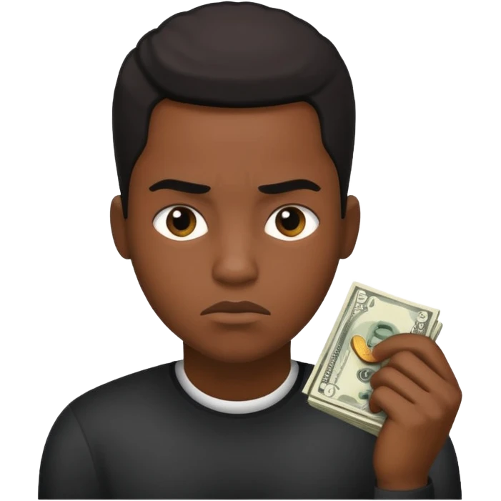 ambitious thinking about moneyemoji, black person emoji
