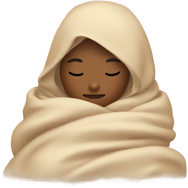 A girl sleeps under a beige blanket emoji