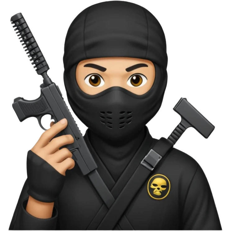 Créame este emoji 🥷🏾 con una glook y peine estendido en la mano  emoji