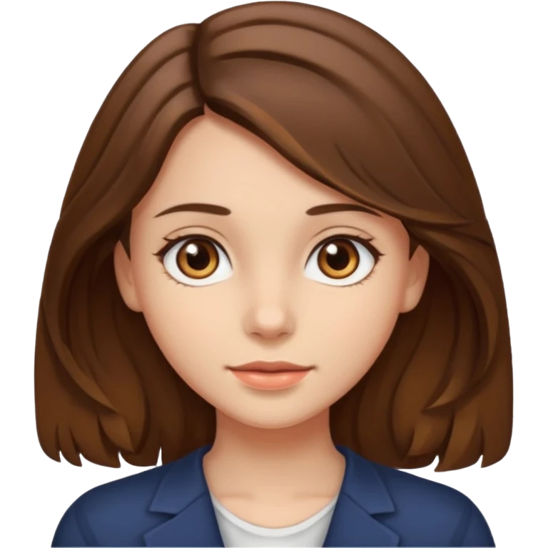 A girl with brown eyes and brown slightly wavy shoulder length hair  emoji