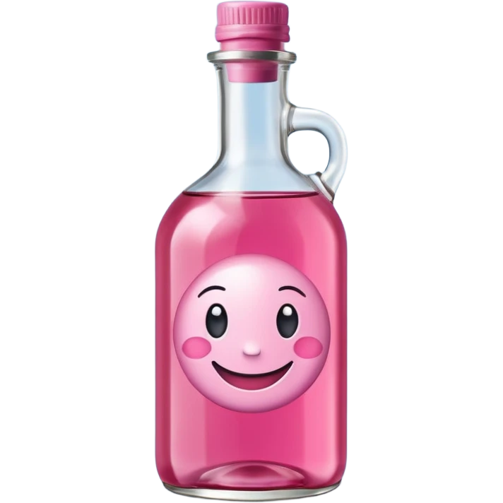 Smiling bottle of oil blue top pink outside with logo that says berry oil emoji