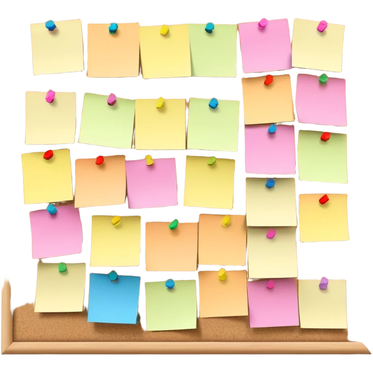 bulletin board with sticky notes pinned to it emoji