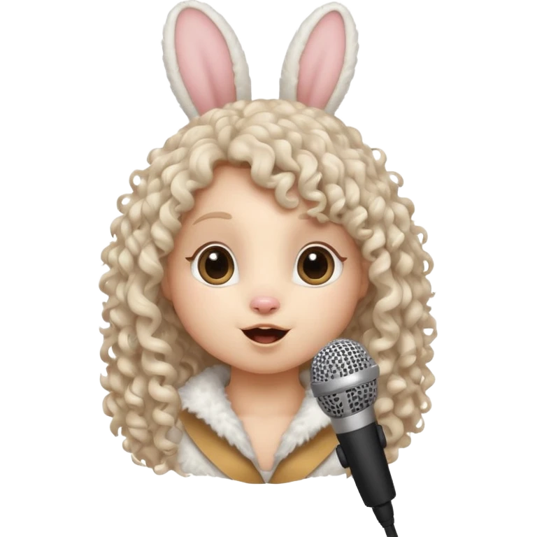 curly bunnie singing to mic emoji