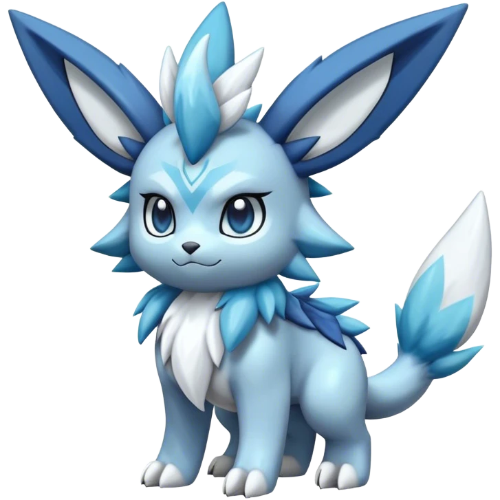 Fluffy cute Kyurem-Glaceon-dialga-hybrid, full body emoji
