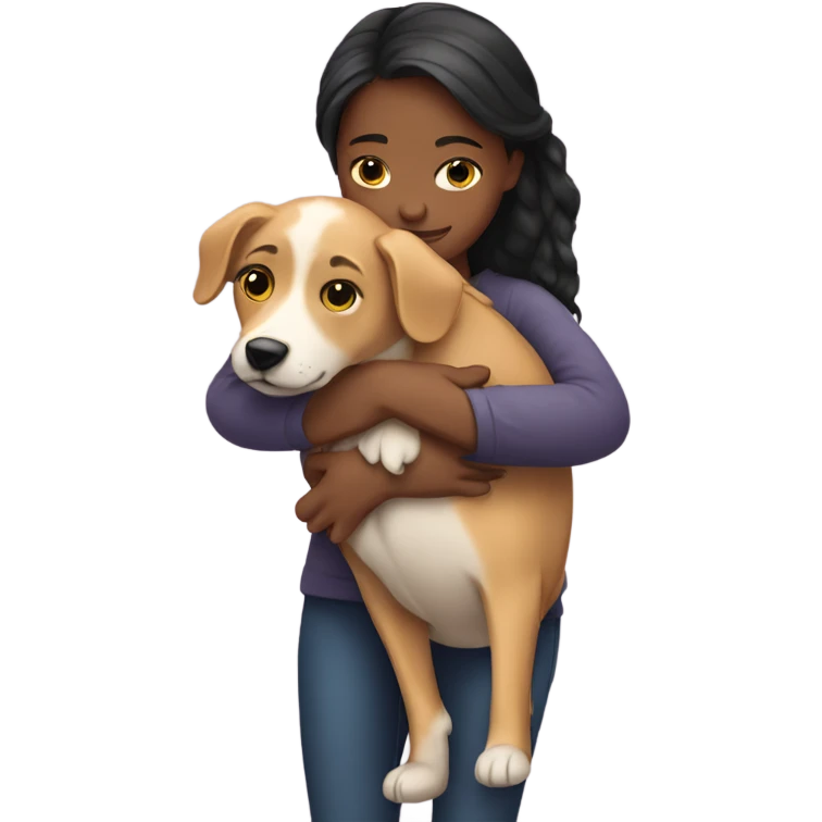 Girl Hugging her DOG  emoji