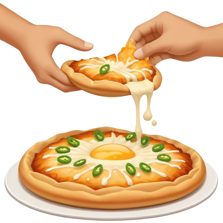 hand smashing a cheesy Hungarian lángos, playful and bold emoji