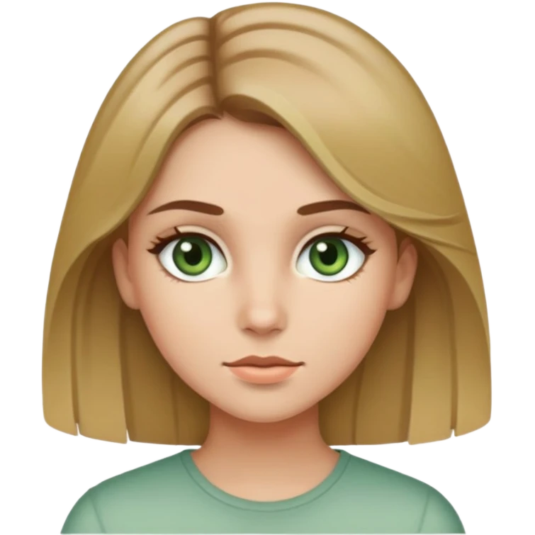 Girl with muted green eyes brown hair and blonde highlights emoji