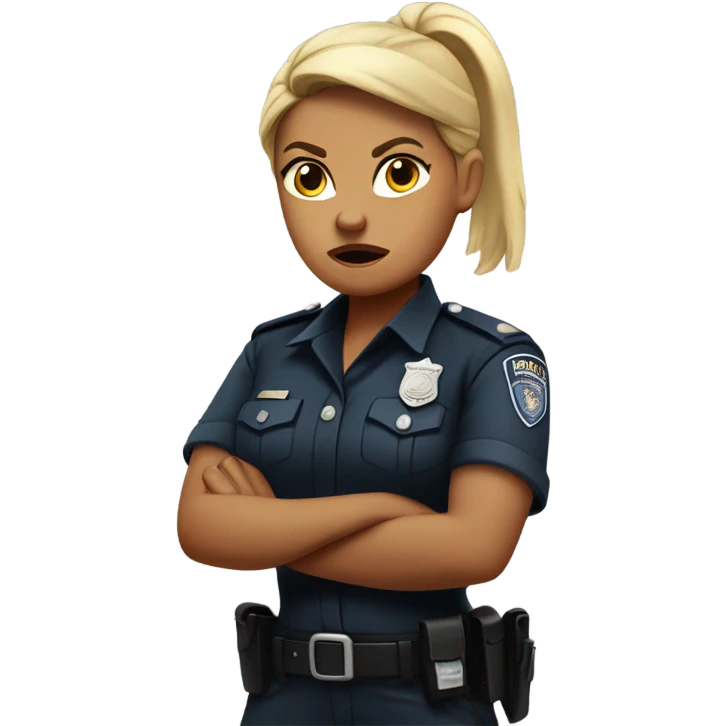 arms crossed angry woman blonde ponytail police uniform  emoji