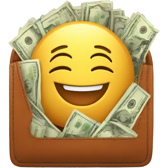 full of money wallet with happy emotion emoji
