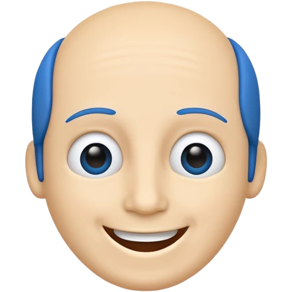 Blue stick figure happy remove eyebrows, nose and mouth emoji