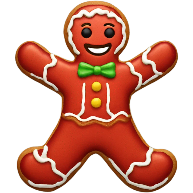 All red gingerbread man with yellow details emoji