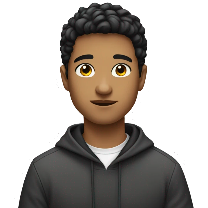 a student boy in 20 years white with black hair and dress a hoodie emoji