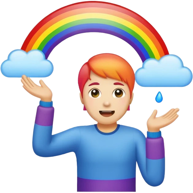 throwing up rainbow emoji