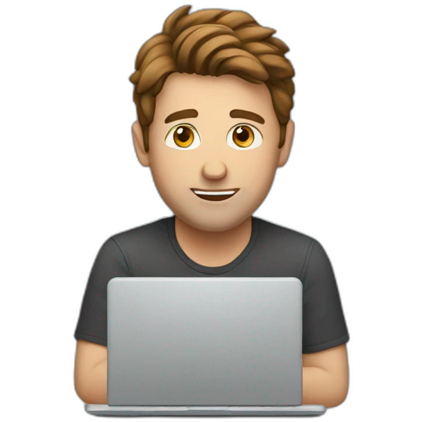 white man, with brown hair, behind the laptop emoji