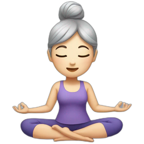 Chinese lady with gray hair doing yoga emoji