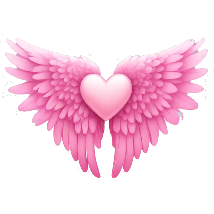 pink angel wings with a heart emoji
