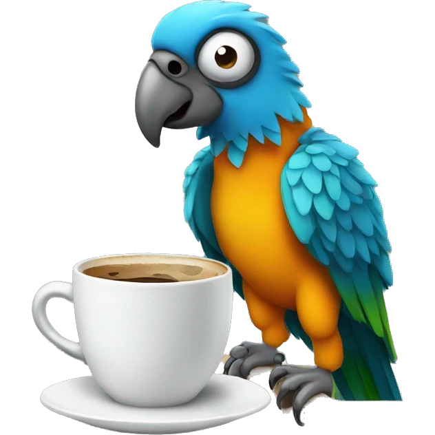 parrot with cup of coffee emoji