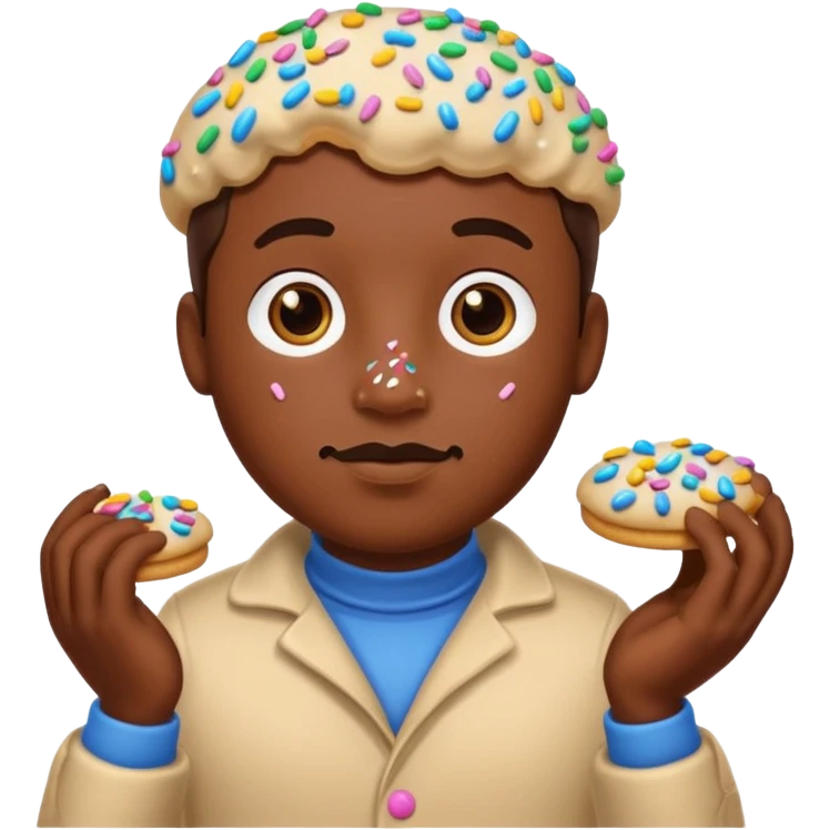 Frosted Cookie Man with sprinkles emoji