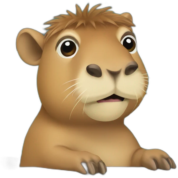 Capybara behind the laptop working emoji