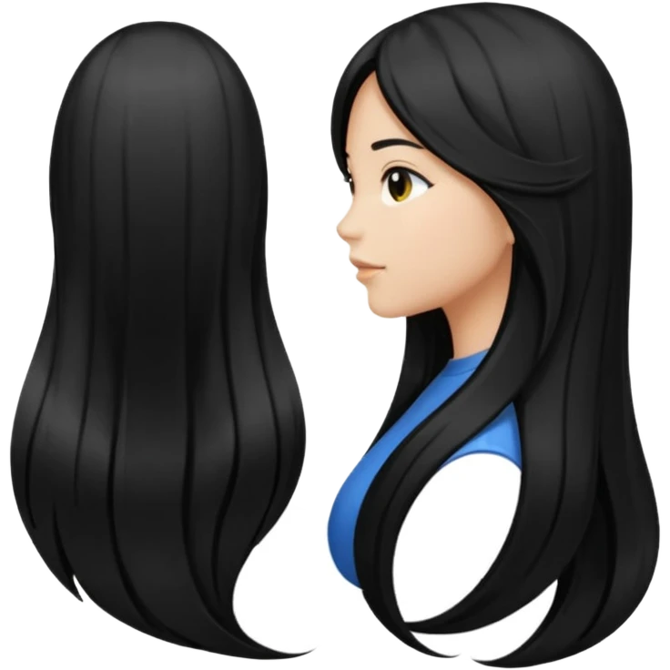 back view of long black hair emoji