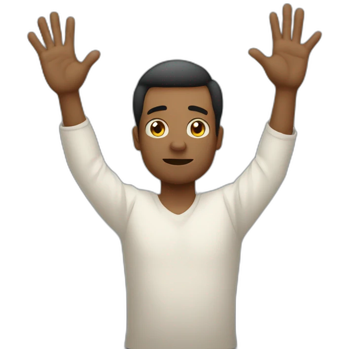 It was not me, I am innocent.  man raising palms up in surrender and staring emoji