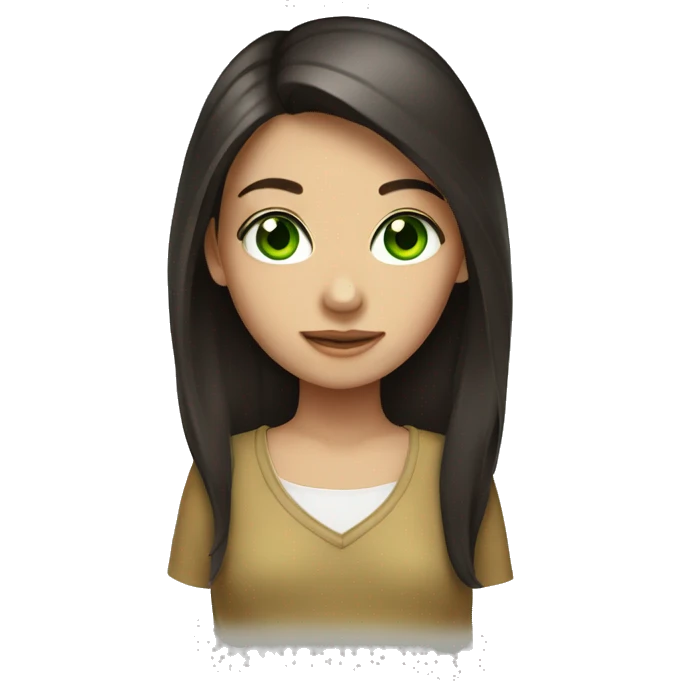 Girl with long dark-brown hair and green eyes  emoji