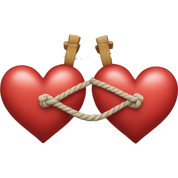two tied hearts from rope emoji