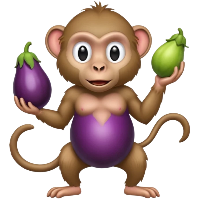 baboon holding an eggplant emoji