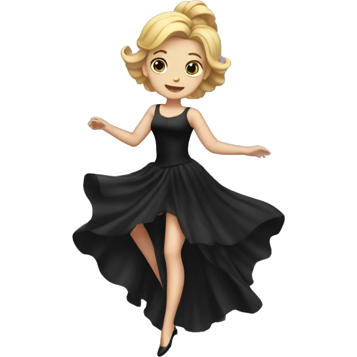 Princess falling over black dress emoji