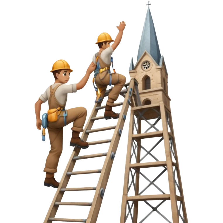steeplejack man on a ladder beside a spire emoji