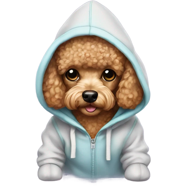 Toy poodle with a hoodie emoji