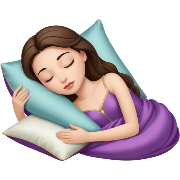 sleeping beauty brunette white girl with a silk pillow emoji