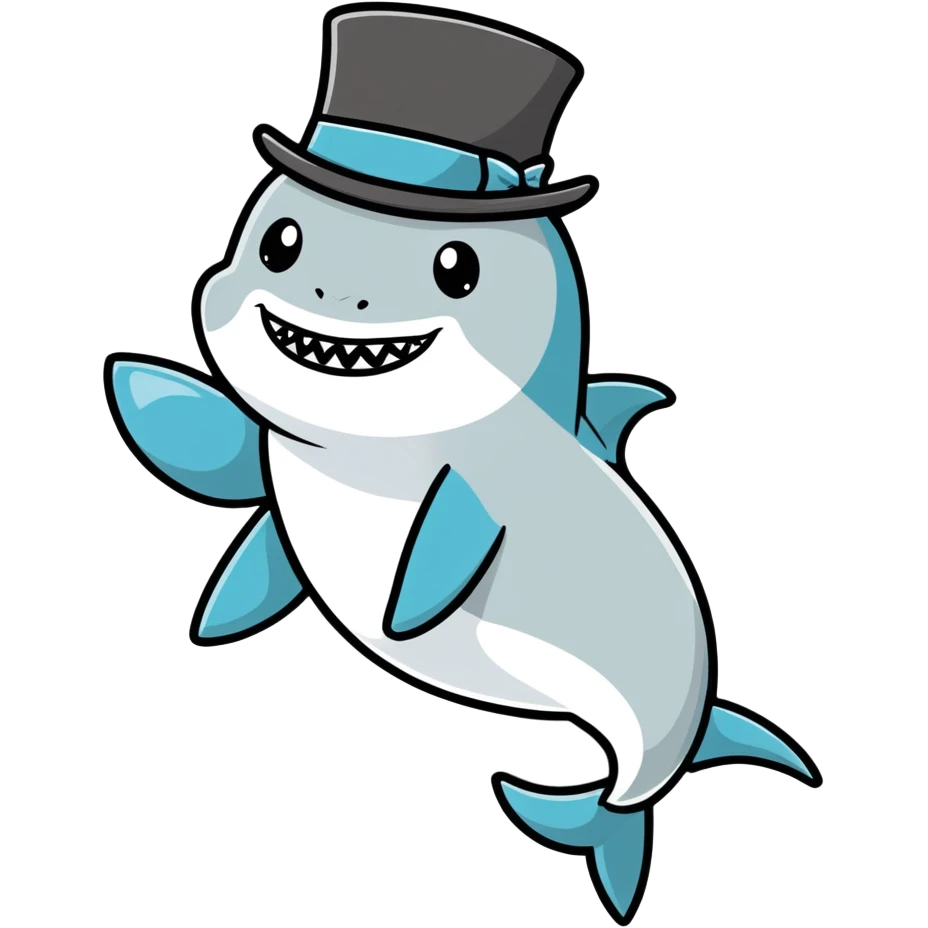 Shark with a top hat emoji