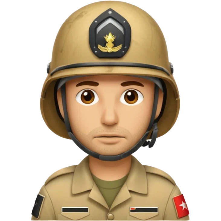 tired Iraqi military, in a helmet emoji