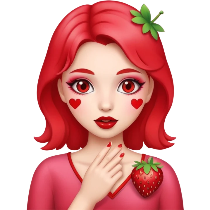 Девочка-клубничка шлёт сердечко emoji