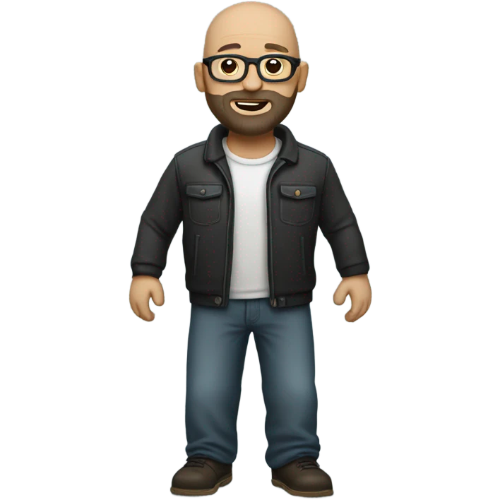 bald man with beard and glasses full body wide emoji