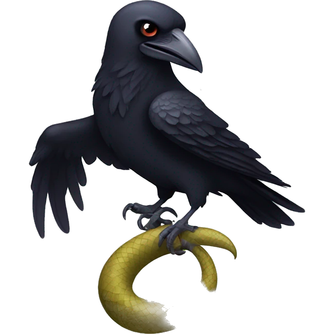 Raven holding a snake in its claws emoji
