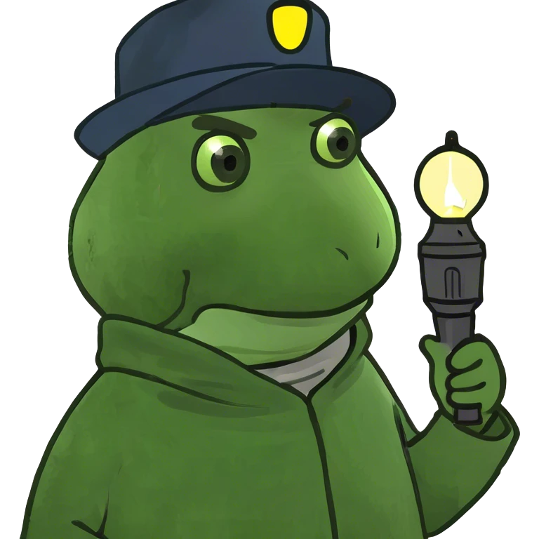 Guy hanging on one hand with a long coat and hat and flashlight  emoji