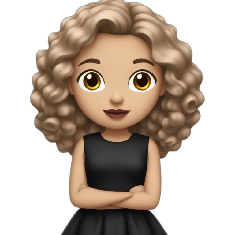 Girl with brown hair pink lipstick and black dress emoji