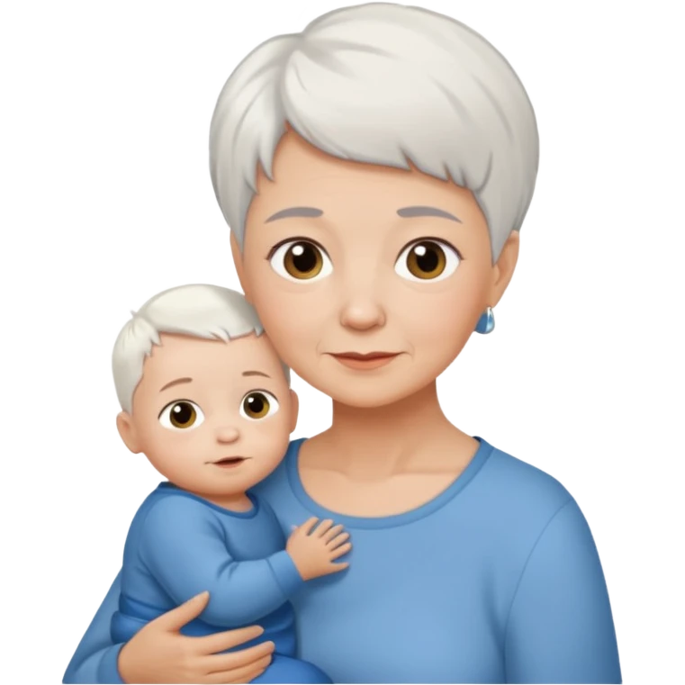 grandmother with short hair white and baby boy with short brown hair and fair skin emoji