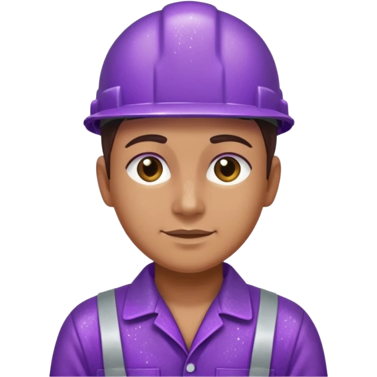 industrial worker wearing purple glittery clothes emoji