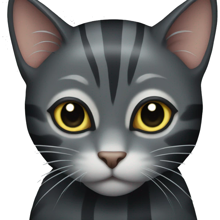 black cat with gray stripes emoji