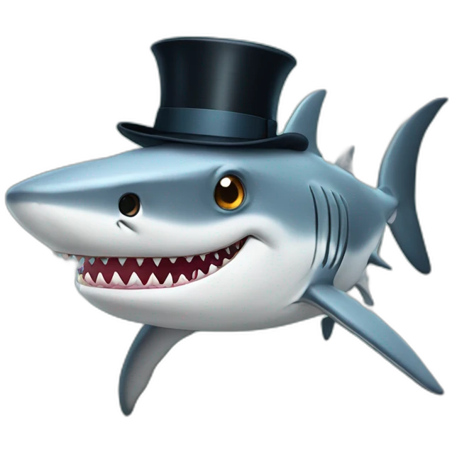 Shark with a top hat emoji